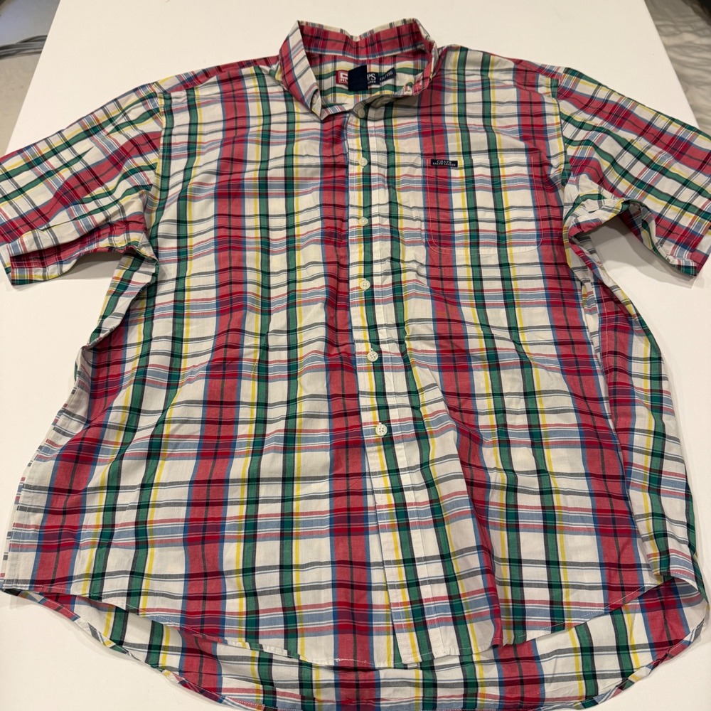 Chaps Ralph Lauren Men's XXL Madras Plaid Shirt Summer Country Club Preppy